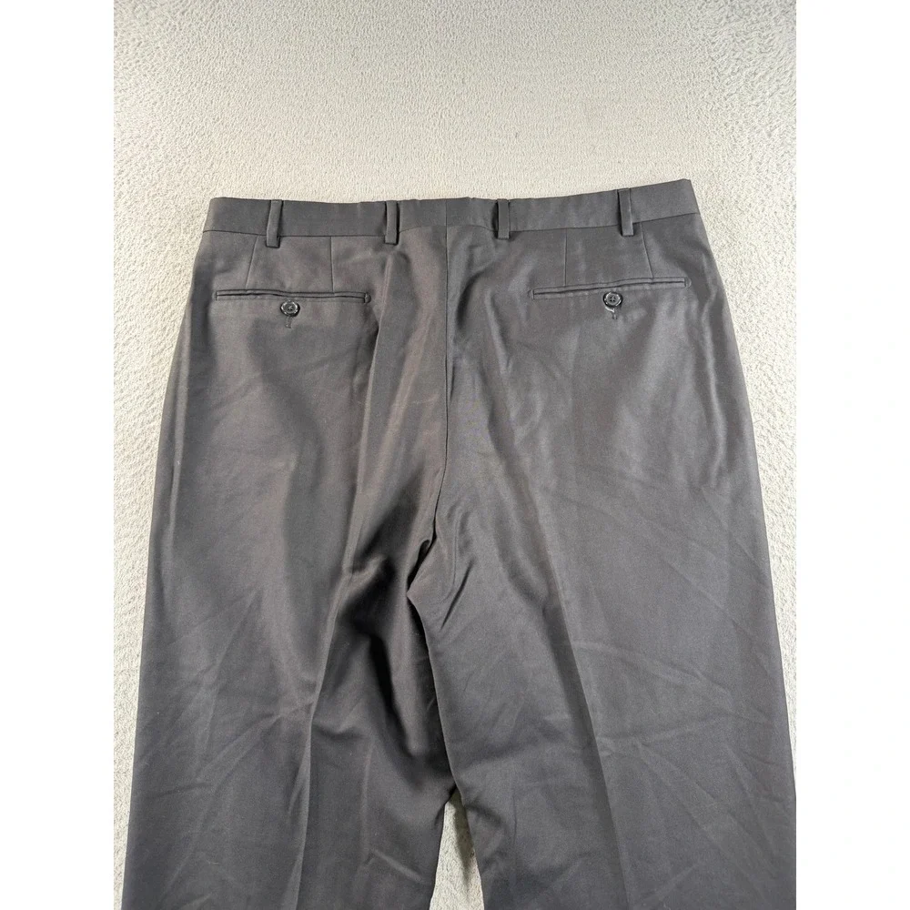 Santorelli Romeo Dress Pants Men 36x28 Black Wool Luxury Serge Italy Cuffed Flat